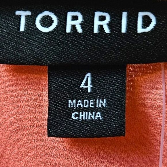 โTORRID Plus Size Tea Rose ๐น Color Peplum Georgette Flutter Sleeve Blouse. 4X - Picture 11 of 16